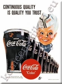 metalen ansichtkaart Coca Cola jongen met glas 15-21 cm