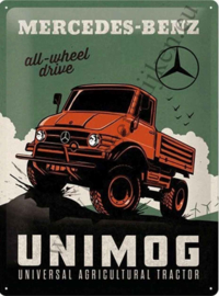 metalen wandplaat Mercecedes-Benz unimog 30x40 cm