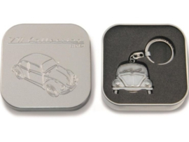 VW beetle Sleutelhanger Vintage mat zilver winkelwagenmuntje