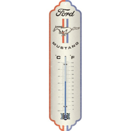 metalen thermometer Ford Mustang Horse & Stripes