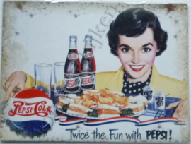 metalen wandplaat twice the fun with pepsi cola 30-40 cm