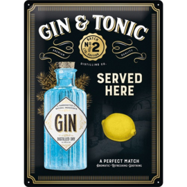 metalen wandbord Gin and tonic metalic 30x40 cm