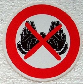 sticker verboden om handschoenen te dragen 10 cm