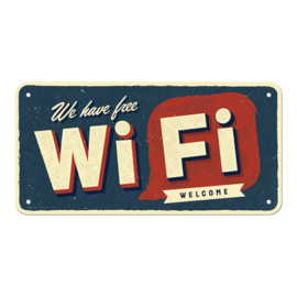 blikken deurbordje We have free Wi-Fi welcome 10x20 cm