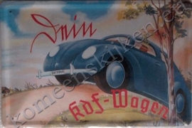 Metalen wandbord VW kdf wagen 20-30 cm