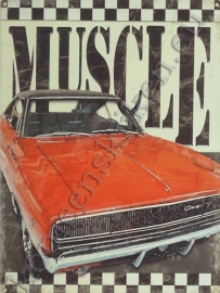 blikken reclame plaat muscle car 30-40 cm