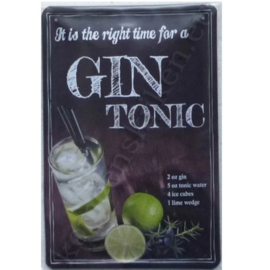 metalen reclamebord gin tonic 20x30 cm