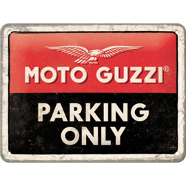 Metalen wandbord Moto Guzzi Parking Only 15 x 20 cm