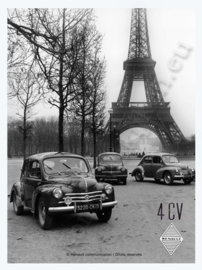 metalen reclamebord Renault 4CV eiffeltoren 20-30 cm