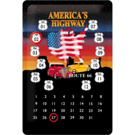 metalen kalender America`s highway 20-30 cm