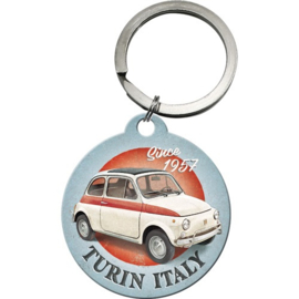 key chain round Fiat 500 Turin Italy