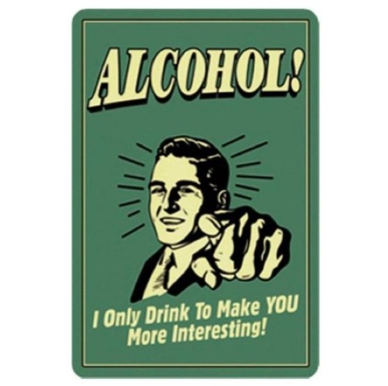 metalen wandbord alcohol i only drink 20x30 cm