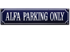 emaille straatnaambord alfa parking only
