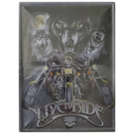 metalen wandbord live to ride 30-40 cm