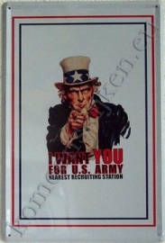 metalen bord I want you for U.S. army 20-30 cm