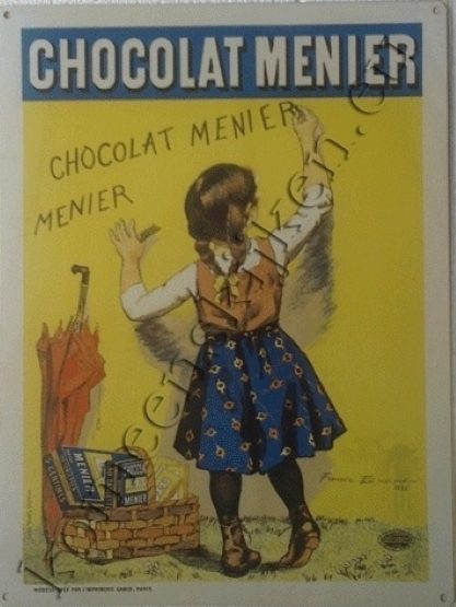 metalen wandbord chocolat menier 30-40 cm