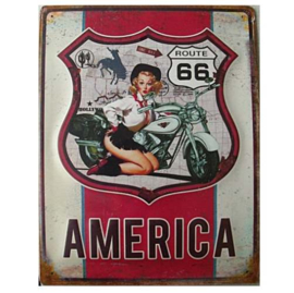stalen wandbord route 66 America 30 x 40 cm.