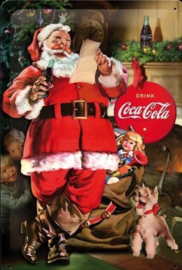 blikken muurbord Coca Cola kerstman 20x30 cm