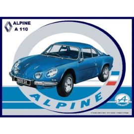 Postcard Metal Renault Alpine A110 Logo 10 x 14 cm