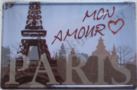 metalen reclamebord mon amour paris 20-30 cm