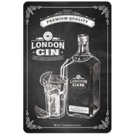 metalen wandbord London gin 20x30 cm