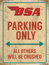 metal wall sign bsa parking only 30-40 cm