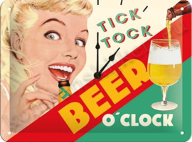 metalen reclamebord Tick tock beer o' clock 15-20 CM