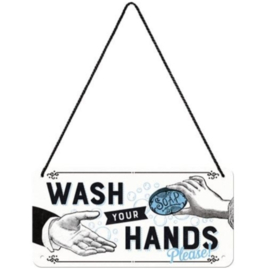 hanging sign wash your hands 10x20 cm