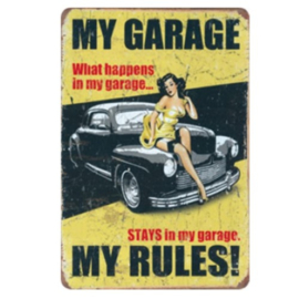 wandplaat my garage, my rules! 20-30 cm