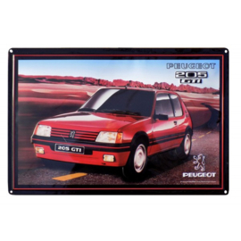 metalen wandbord Peugeot 205 GTI 20x30 cm