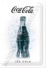 metalen wandbord coca cola ice white 20-30 cm