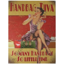 metalen reclameplaat handbag diva 30-40 cm