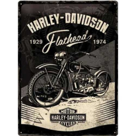 metalen wandplaat Harley-Davidson Flathead 30x40 cm