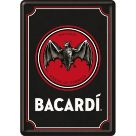 Metal card Bacardi logo black 10 x 14 cm
