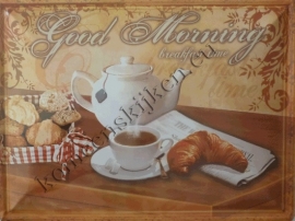 blikken dekoratiebord good morning breakfast time 30x40 cm