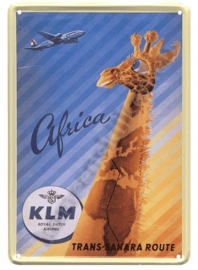 metalen ansichtkaart KLM giraffe 10-14 cm