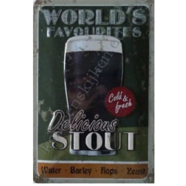 metalen reclamebord world's favourits stout 20x30 cm