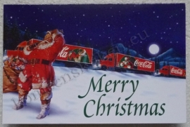papieren wenskaart coca cola kerstman met vrachtwagen