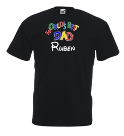 Unisex T-shirt World's best Dad - met naam - zwart
