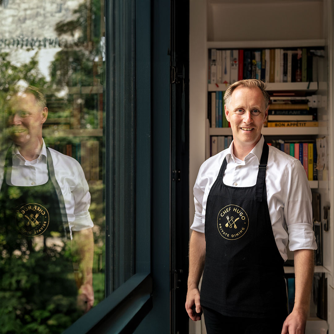 Luxe schort  - in Goud folie bedrukt - Chef Hugo