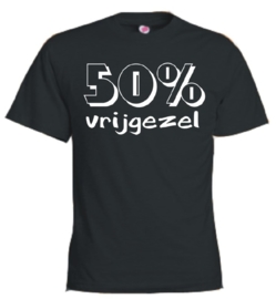 T-shirt zwart 50% Vrijgezel