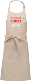 Luxe schort - beige - Heel Holland ? - met voornaam