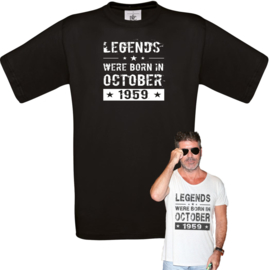 T-shirt - "Legends" - met maand en jaar naar keuze - zwart