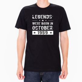 T-shirt - "Legends" - met maand en jaar naar keuze - zwart