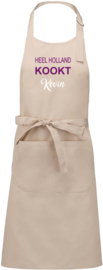 Luxe schort - beige - Heel Holland ? - met voornaam