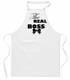kookschort - The Real Boss - wit - 100% katoen - voor haar