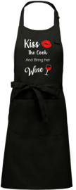 Luxe schort - Kiss the Cook and bring her Wine