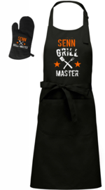 Barbecue schort Grillmaster met bestek + handschoen - voornaam