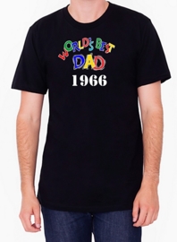 Unisex T-shirt World's best Dad - met geboortejaar- zwart