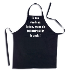 Luxe schort Blikopener is zoek